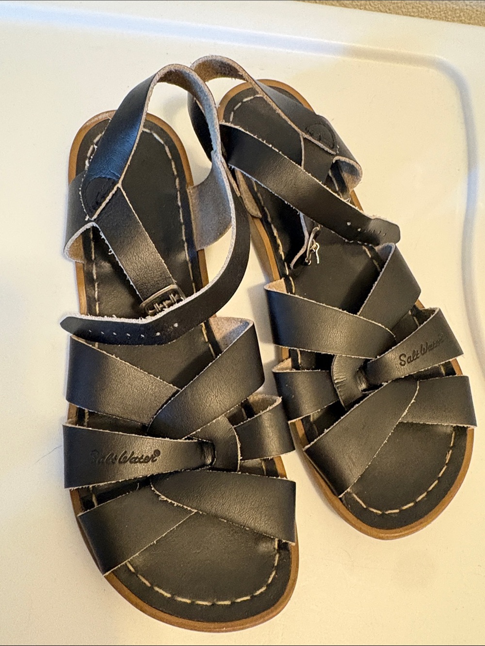 Salt Water Sandals by Hoy Black Leather Strappy Womens Sandals